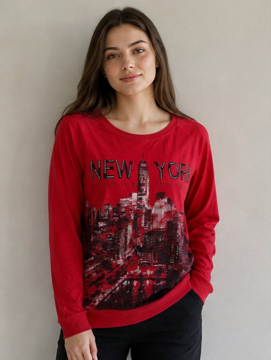 New York Baskılı Kadın Sweatshirt