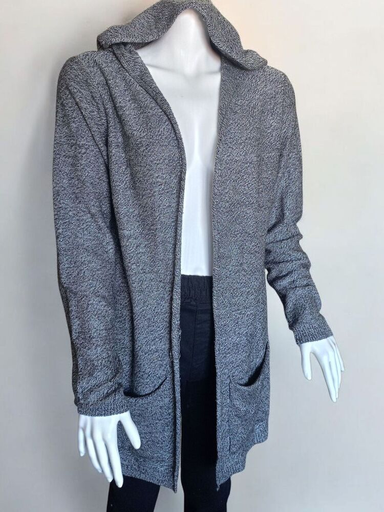 Gri Kapüşonlu Triko Hırka