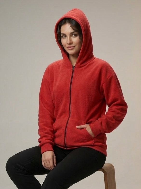 Kapüşonlu Fermuarlı Unisex Sweatshirt