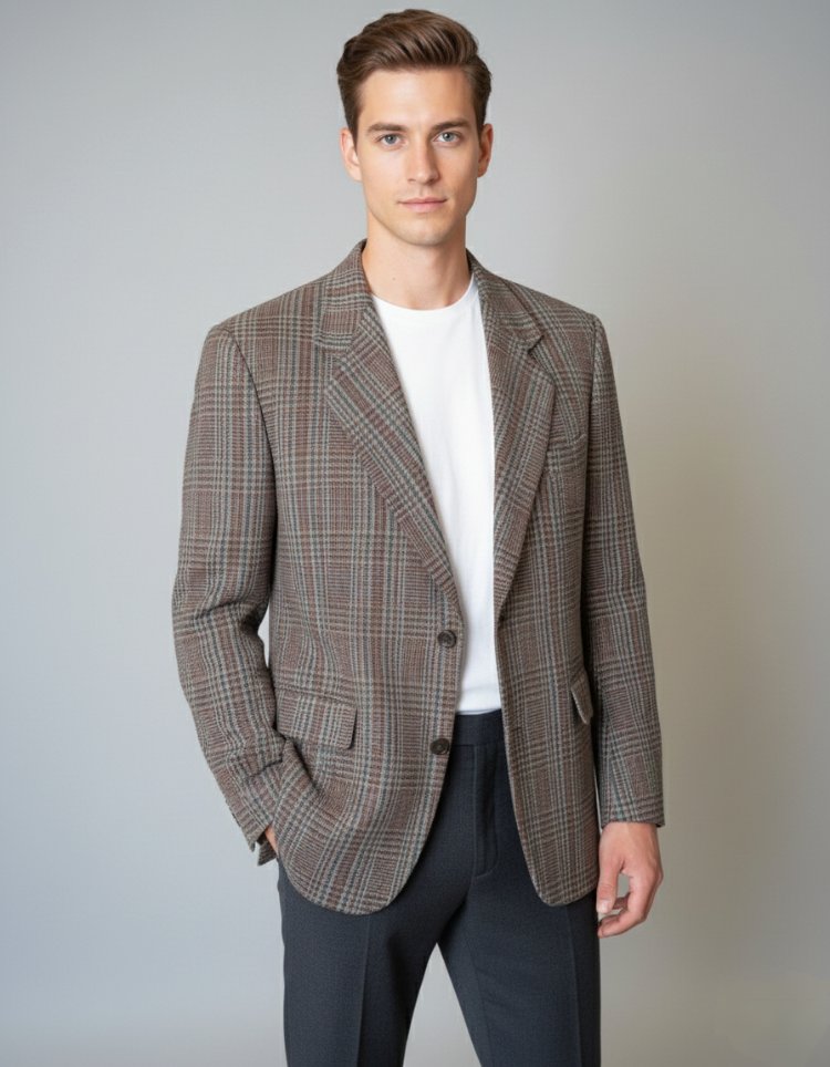 Vintage Çift Düğmeli Blazer Yün Ceket