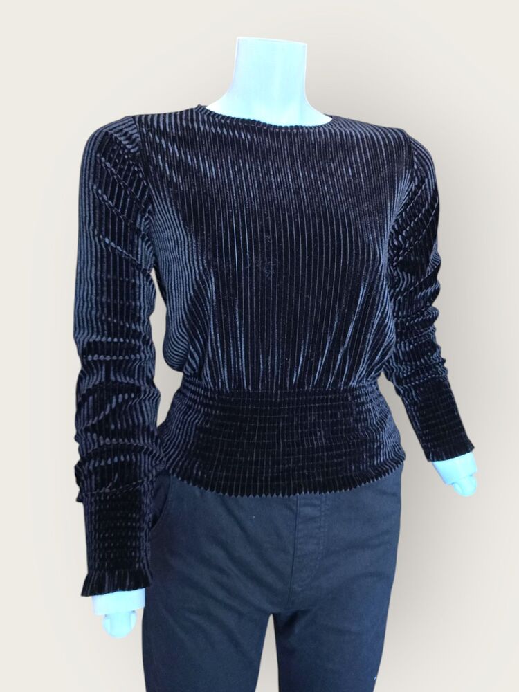 Kadife Fitilli Belden Büzgülü Sweatshirt