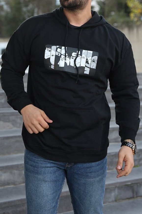 Kapüşonlu Naruto Baskılı Sweatshirt