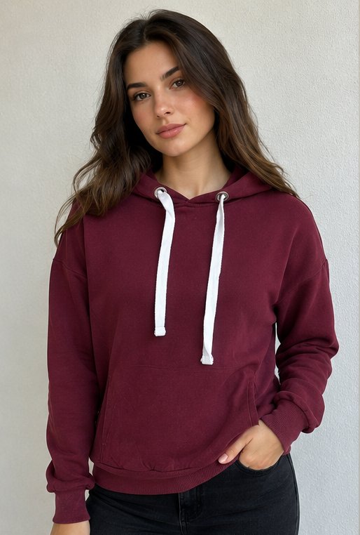 Koton Bordo Kapüşonlu Sweatshirt