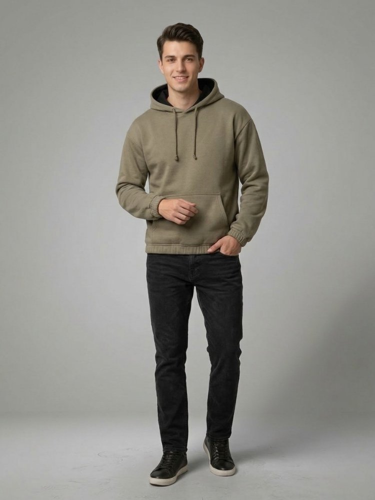 Haki Kapüşonlu Unisex Sweatshirt