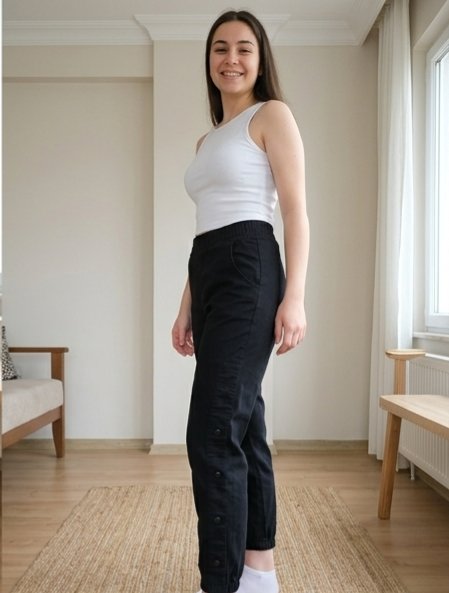 Yanları Düğme Detaylı Jogger Pantolon