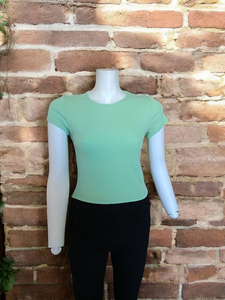 Bisiklet Yaka Fitilli Yeşil T-shirt