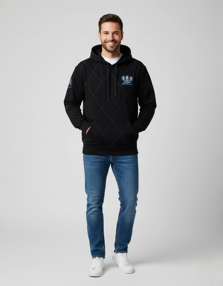 Siyah Kapüşonlu Unisex Sweatshirt