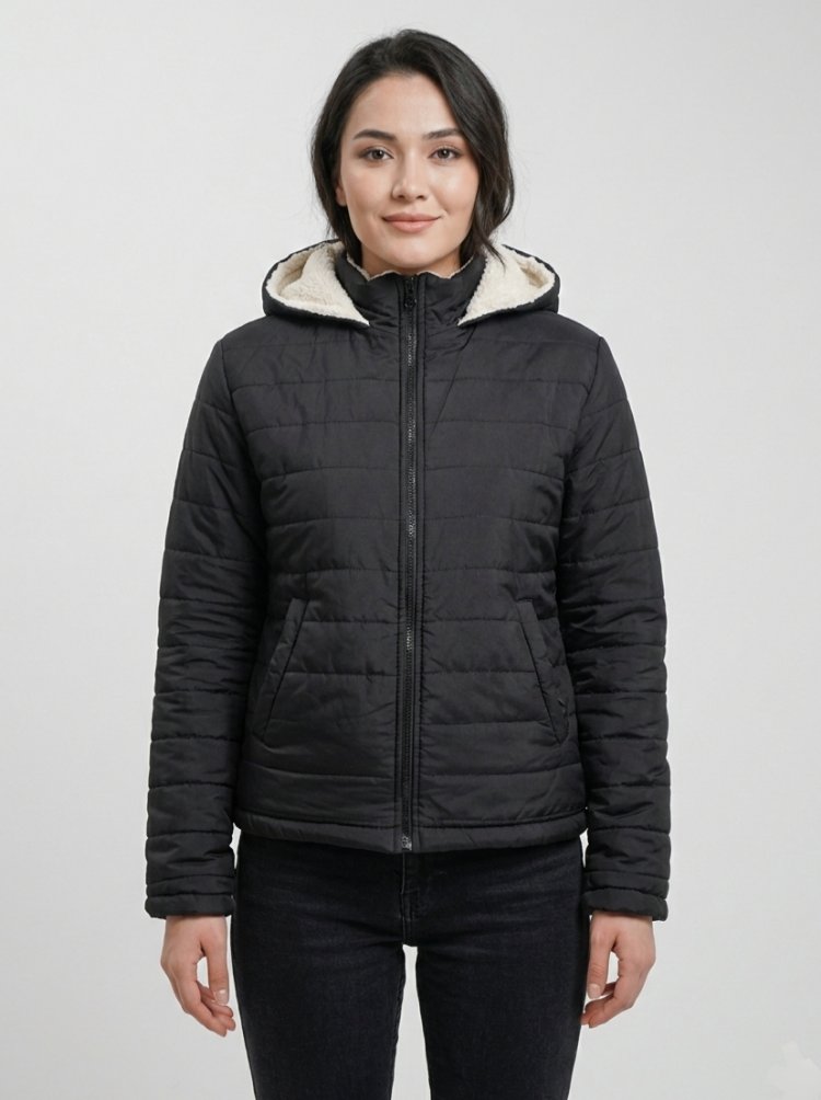 Siyah İçi Polarlı Unisex Kışlık Mont