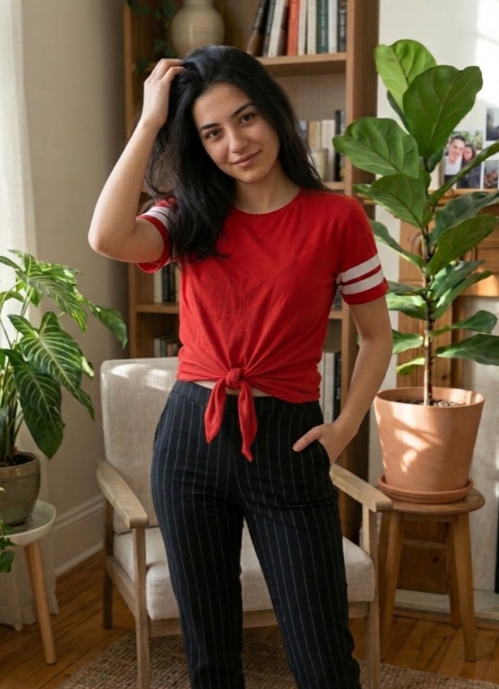 H&M Kırmızı Kadın Crop T-shirt