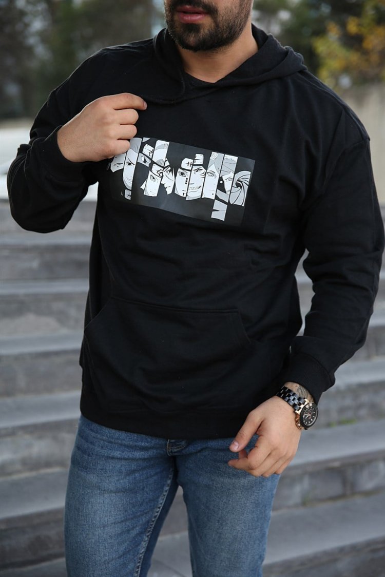 Kapüşonlu Naruto Baskılı Sweatshirt