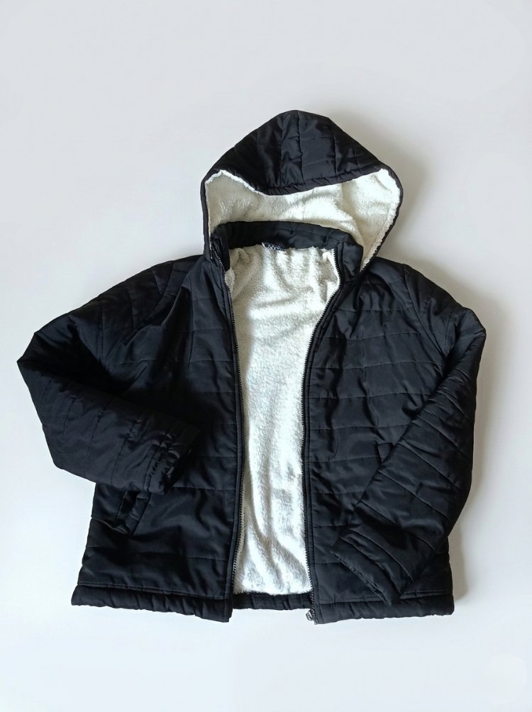 Siyah İçi Polarlı Unisex Kışlık Mont