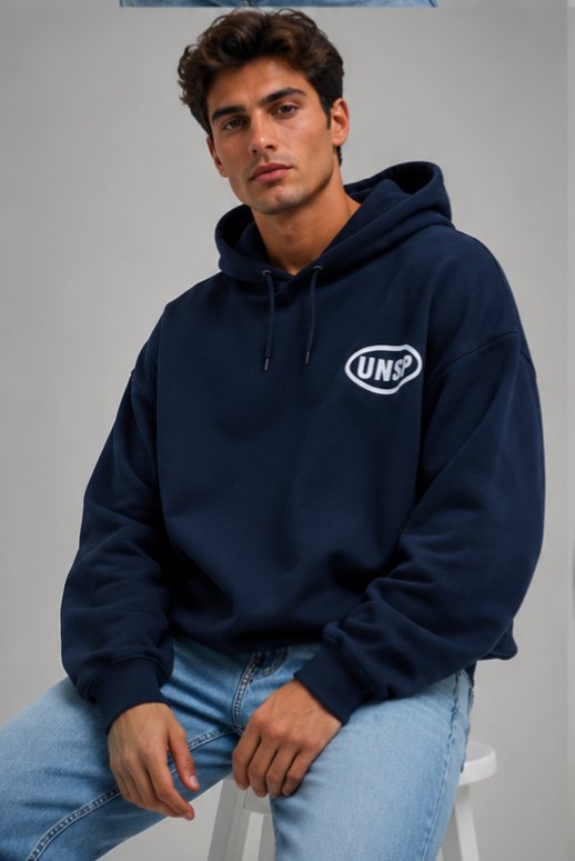Oversize Baskılı Kapüşonlu Sweatshirt