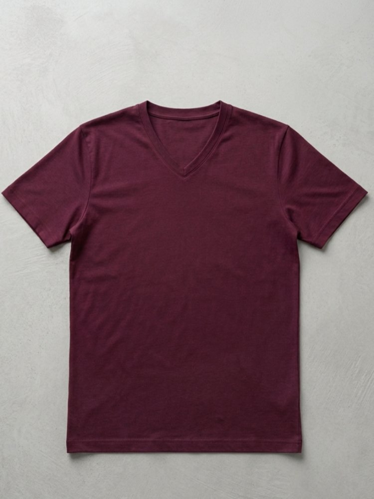 Bordo V Yaka T-shirt