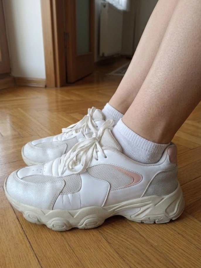 Beyaz Pembe Detaylı Chunky Sneaker