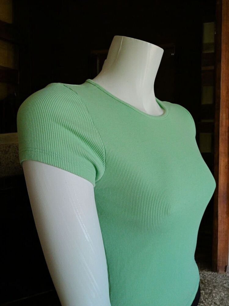 Bisiklet Yaka Fitilli Yeşil T-shirt