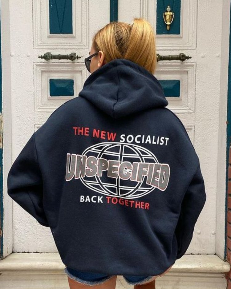 Oversize Baskılı Kapüşonlu Sweatshirt