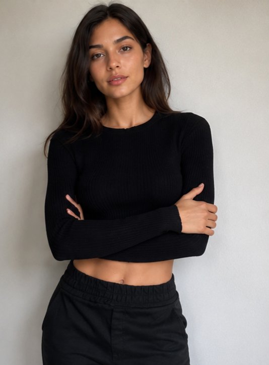 Fitilli Likralı Crop Kazak