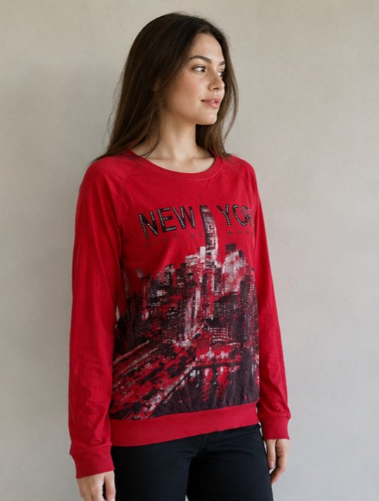 New York Baskılı Kadın Sweatshirt