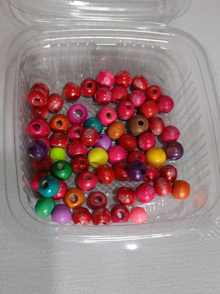 65 Adet Renkli Ahşap Delikli Boncuk-8mm