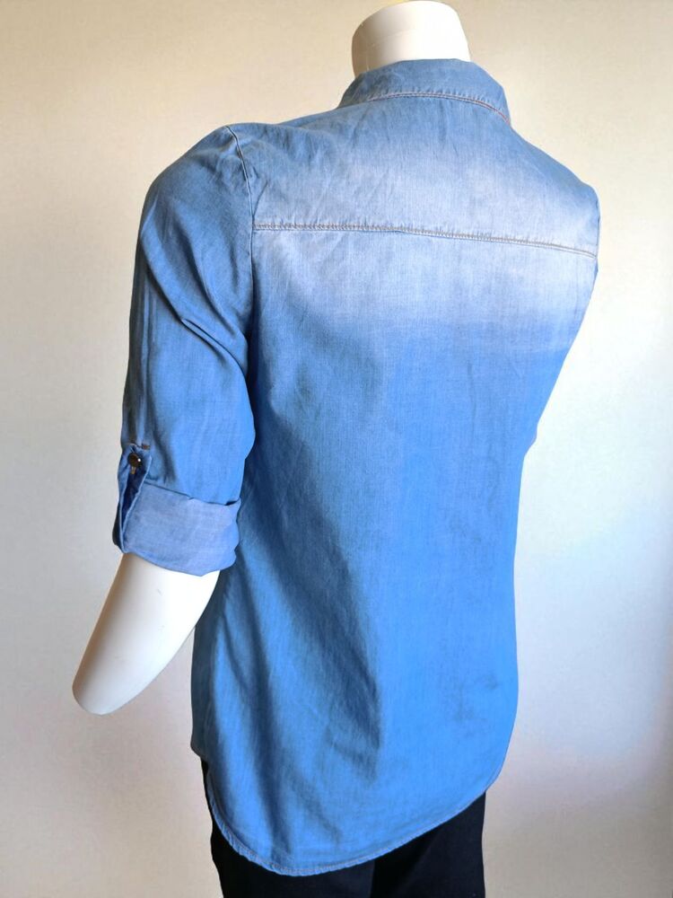 Taşlı Kot Denim Kadın Gömlek