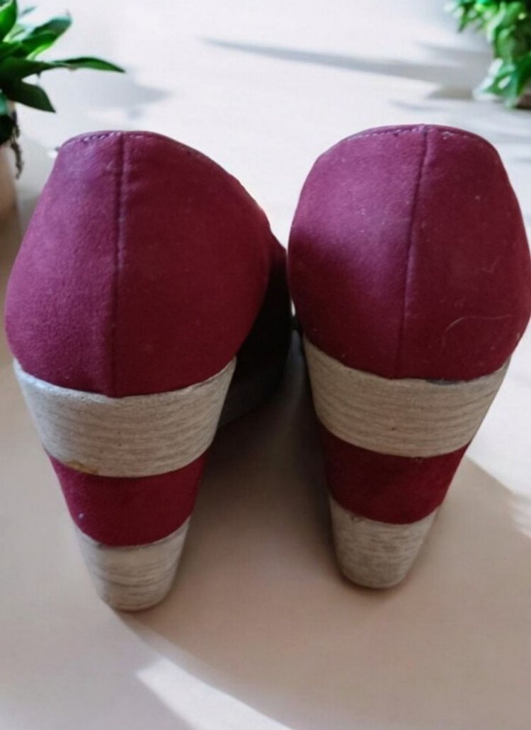 Bordo Dolgu Topuk Kadın Ayakkabı