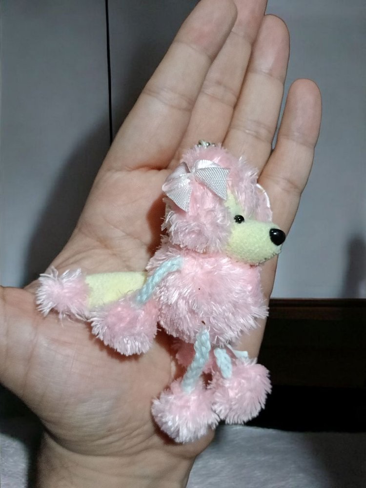 Pembe Peluş Köpek Anahtarlık/Charm
