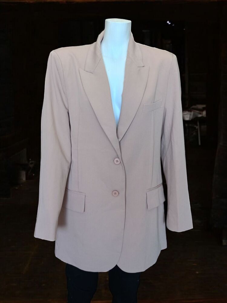 Kadın Düğmeli Midi Blazer Ceket