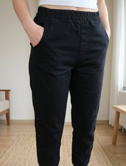 Yanları Düğme Detaylı Jogger Pantolon