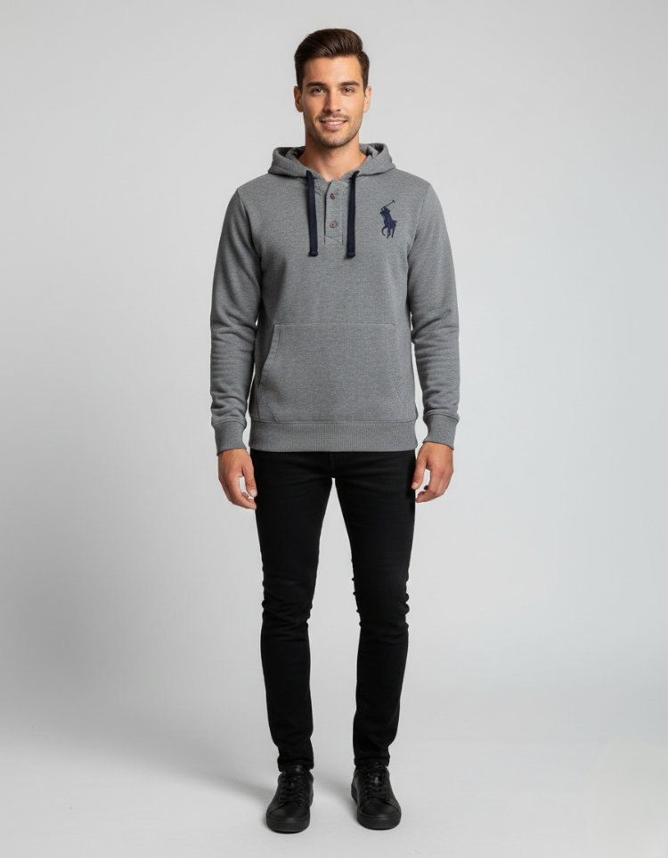 Kapüşonlu Polo Sweatshirt