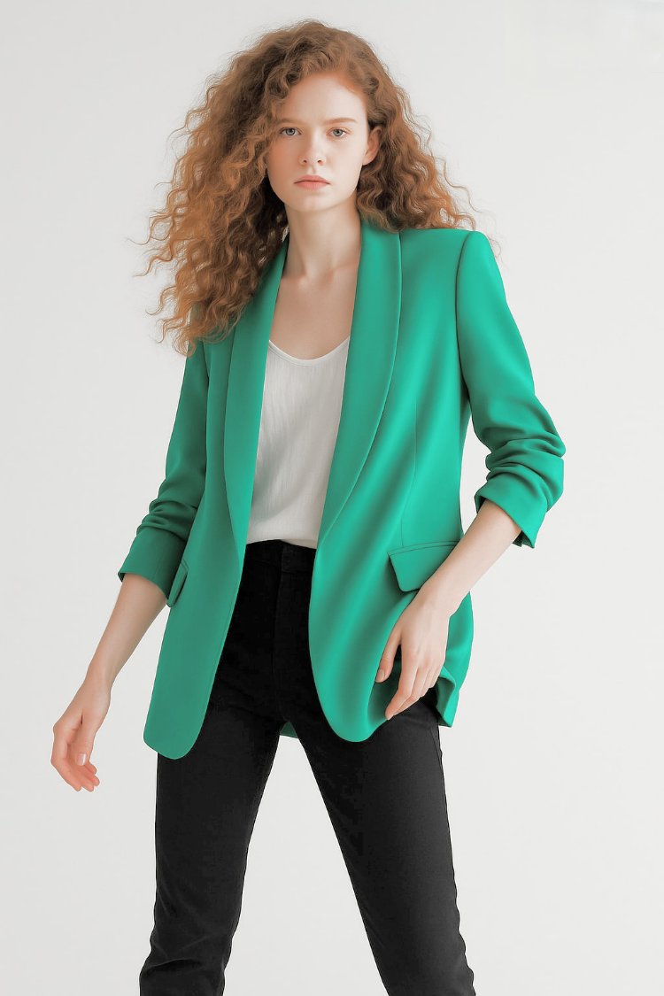 Şal Yaka Büzgü Kol Blazer Ceket