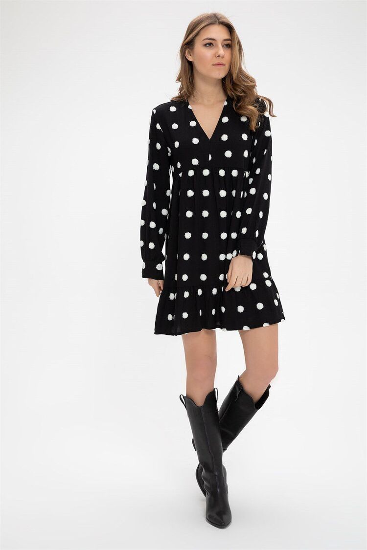 Zara Model Puantiyeli Midi Elbise
