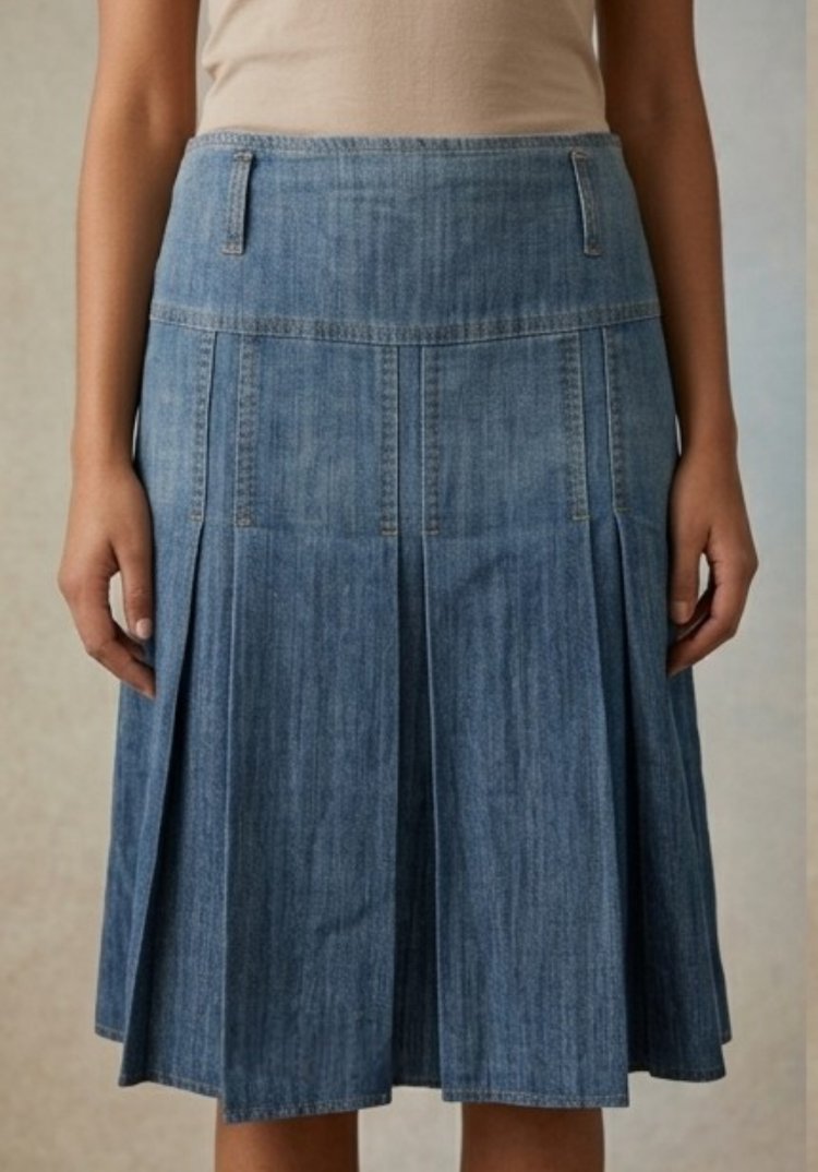 Y2K Vintage Piliseli Midi Kot Etek