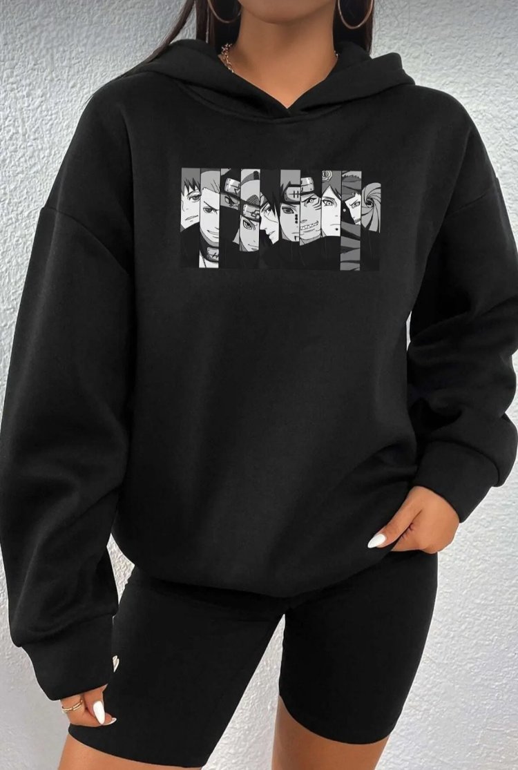 Kapüşonlu Naruto Baskılı Sweatshirt