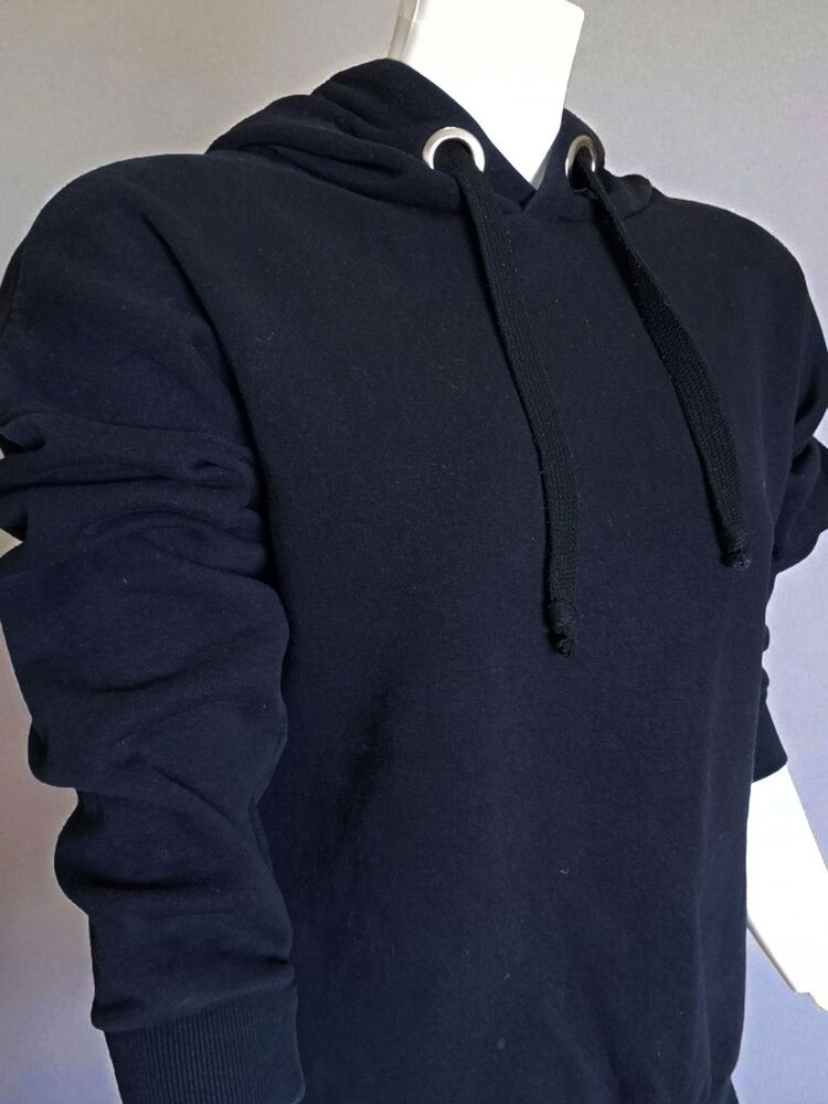 Yan Fermuarlı Siyah Kapüşonlu Sweatshirt