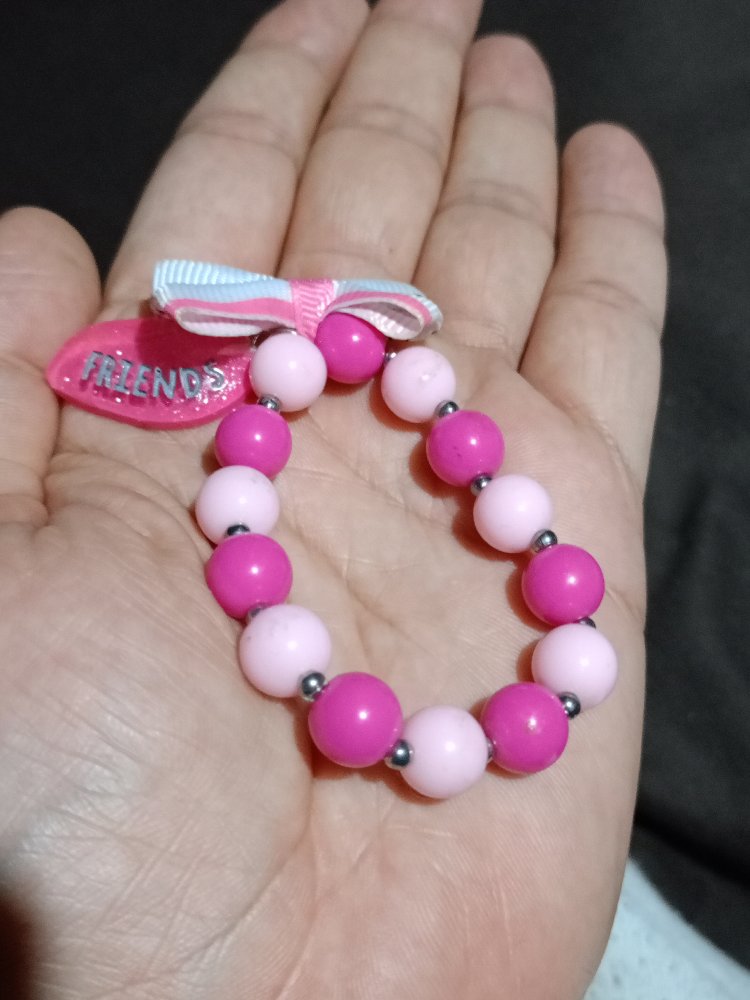 LOL Pembe Boncuklu Kız Çocuk Bileklik