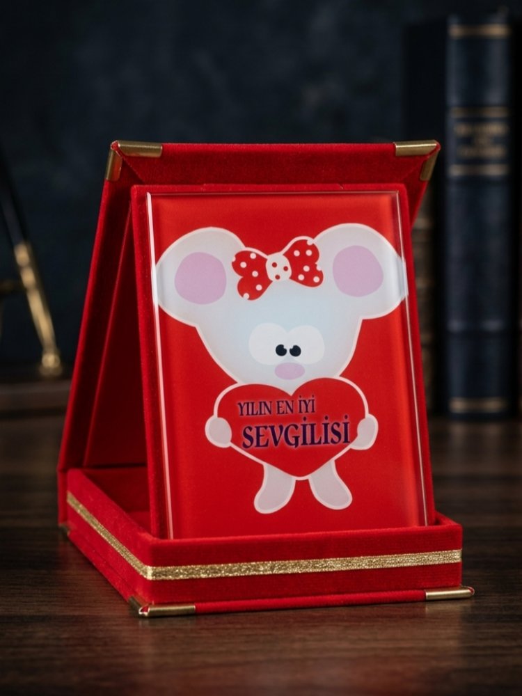 Sevgiliye Hediye Kadife Kutu Plaket