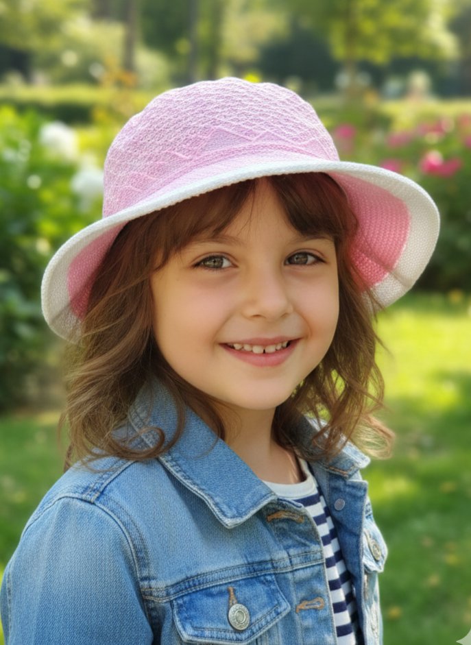 Pembe Merserize Kız Çocuk Şapka