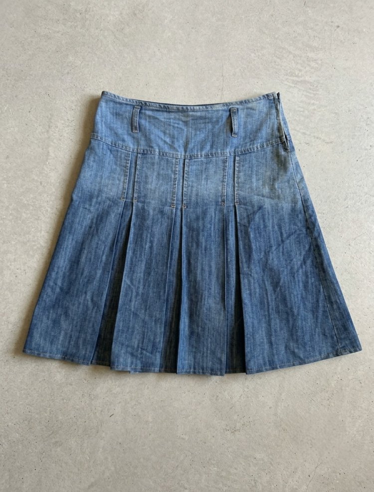 Y2K Vintage Piliseli Midi Kot Etek