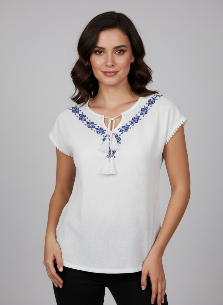 Etnik Nakış İşlemeli Detaylı Bluz
