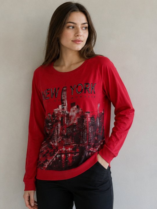 New York Baskılı Kadın Sweatshirt