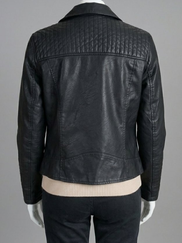 Siyah Deri Biker Ceket