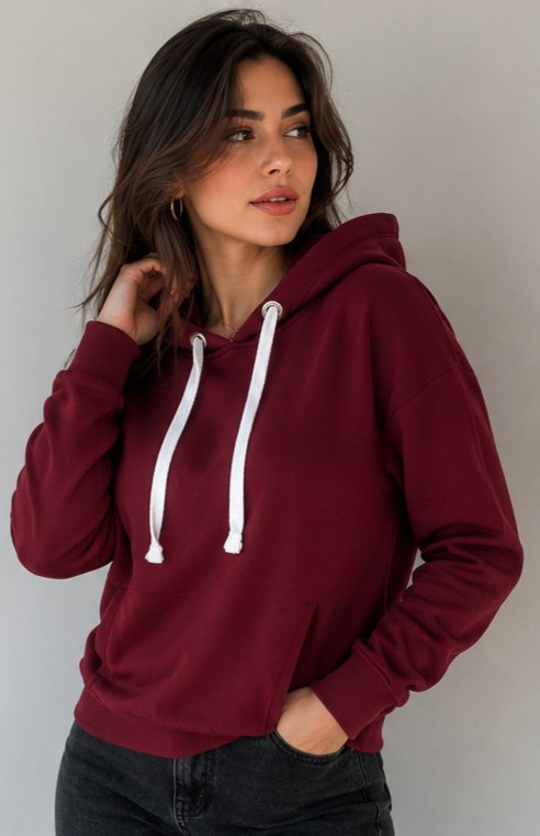 Koton Bordo Kapüşonlu Sweatshirt