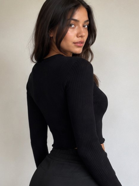 Fitilli Likralı Crop Kazak