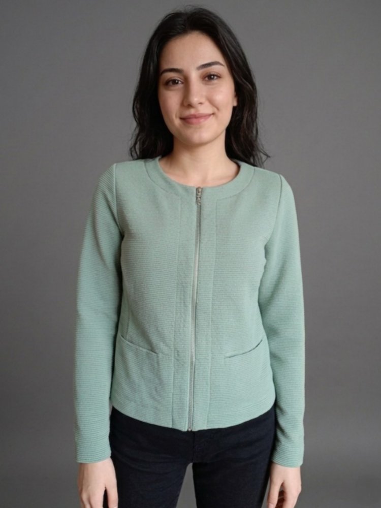 Bonita Fermuarlı Su Yeşili Ceket