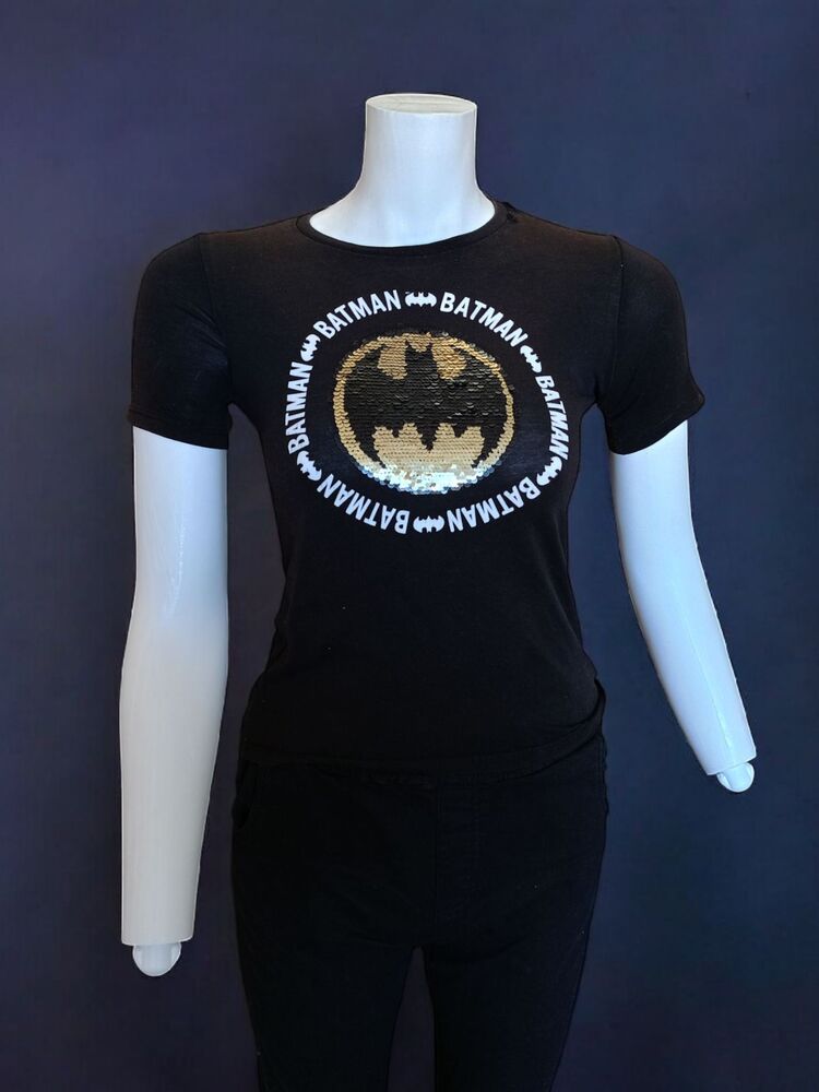 Pullu Payetli Çift Desen Batman T-shirt