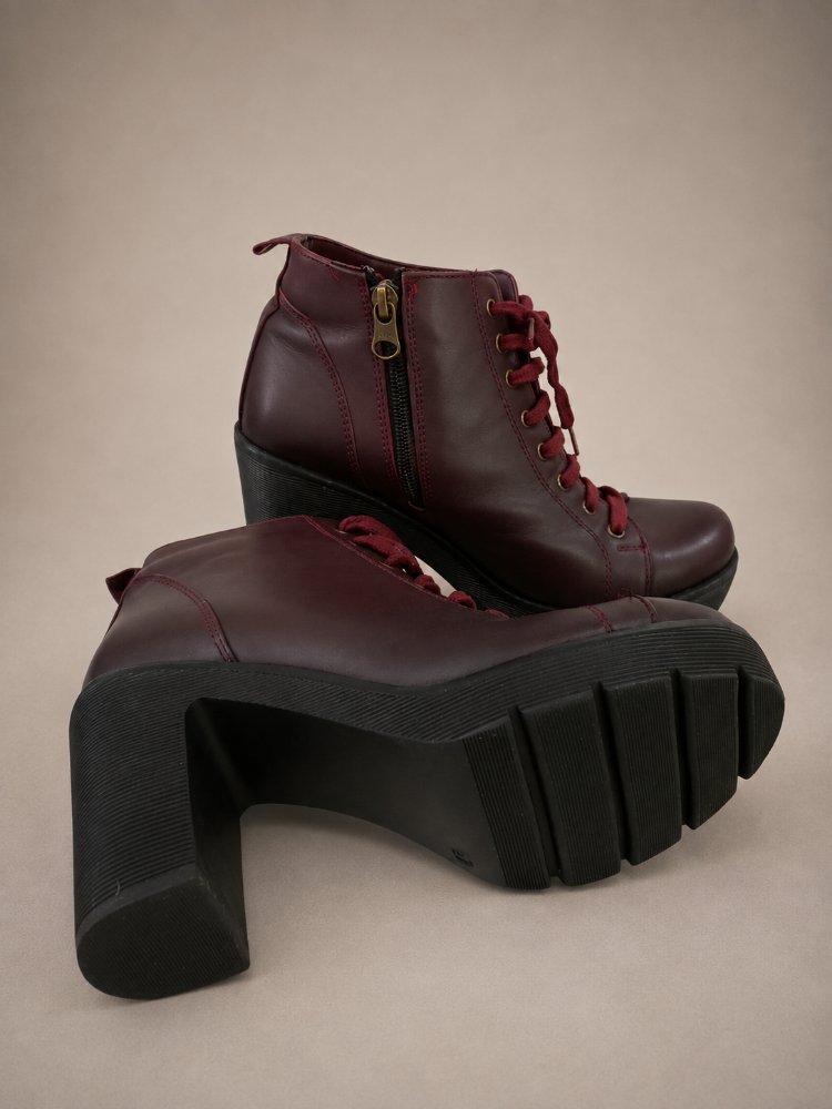 Bordo Renk Hakiki Deri Bilek Bot 