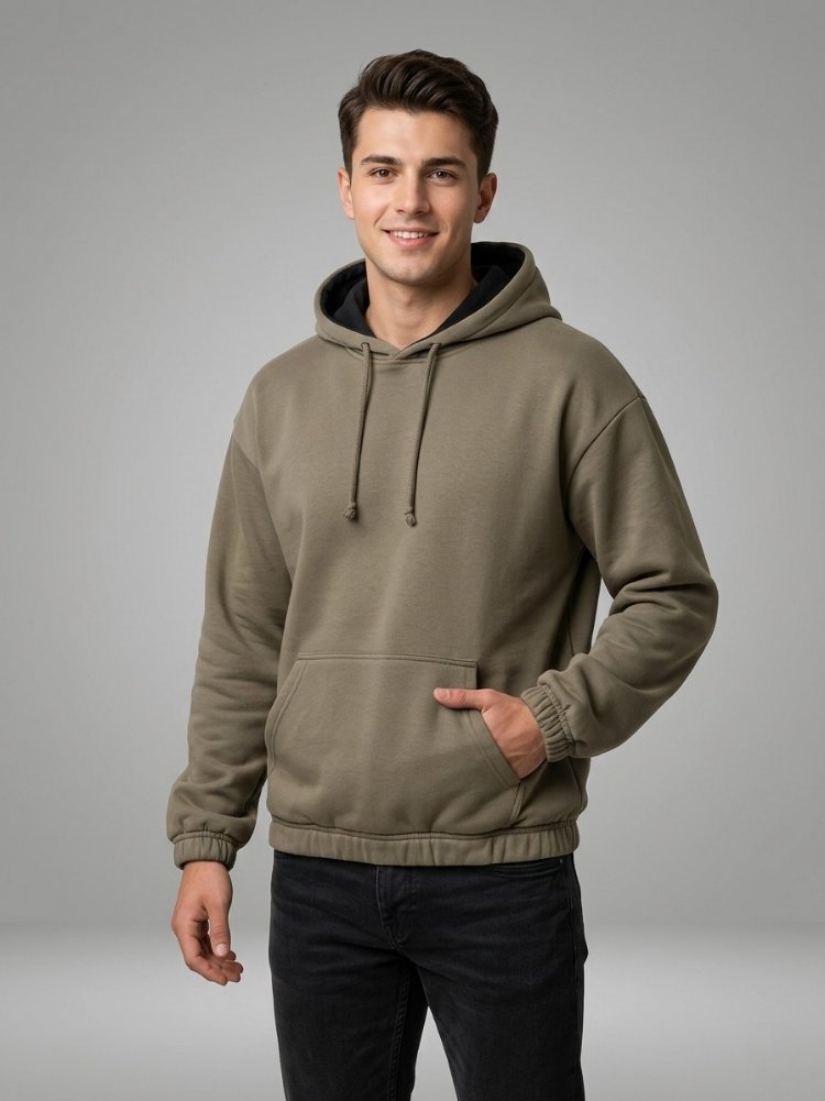Haki Kapüşonlu Unisex Sweatshirt