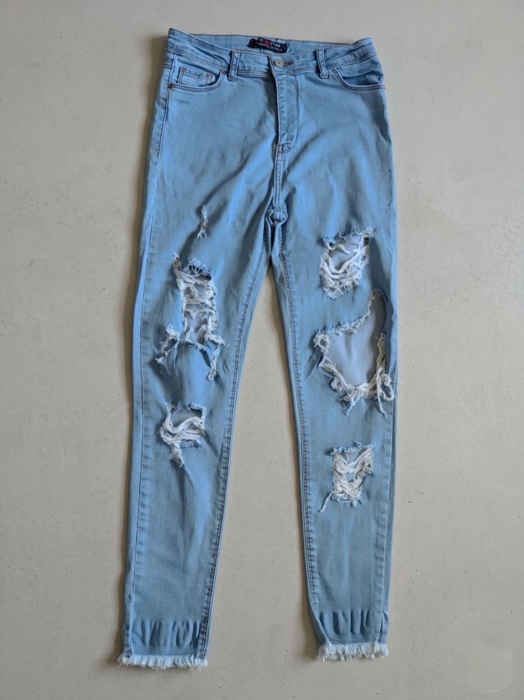 Y2K Vintage Yırtık Detaylı Jean Pantolon