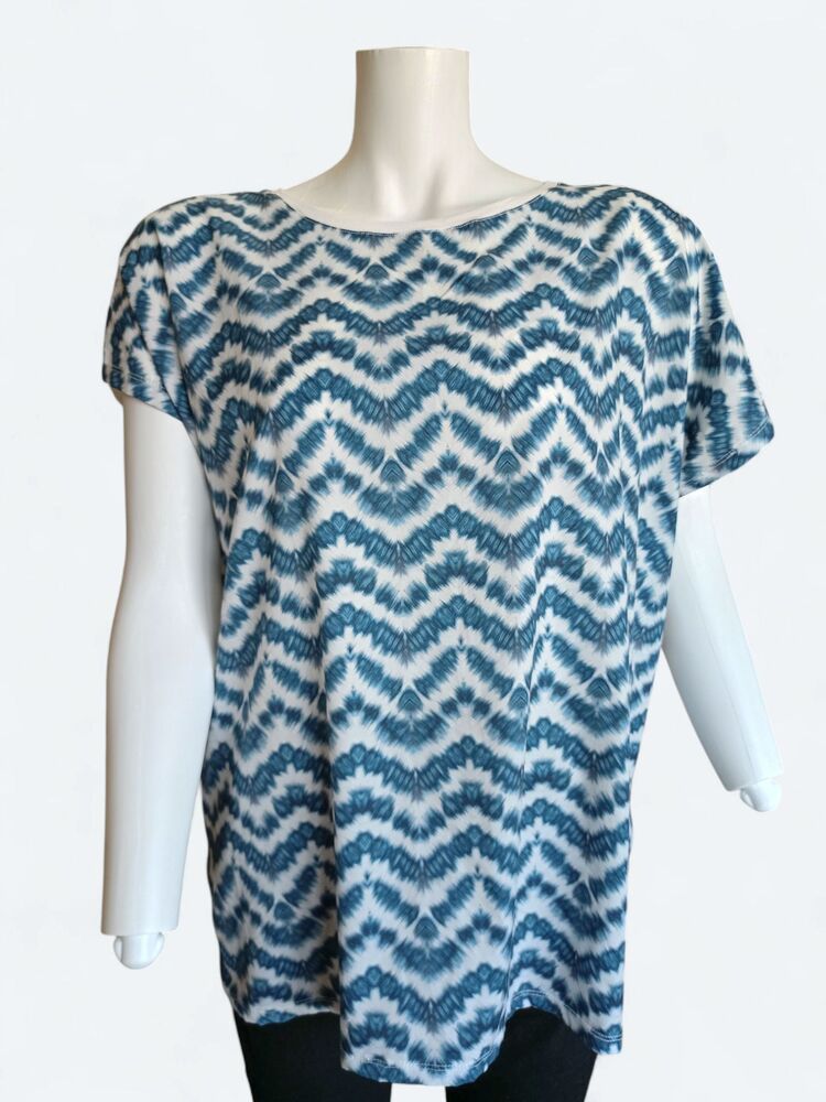 Turkuaz Desenli Bluz / T-shirt