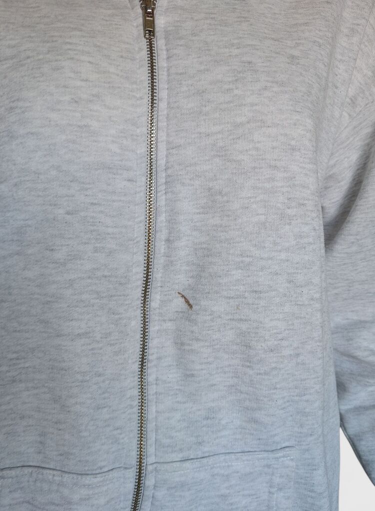 Gri Kapüşonlu Fermuarlı Sweatshirt